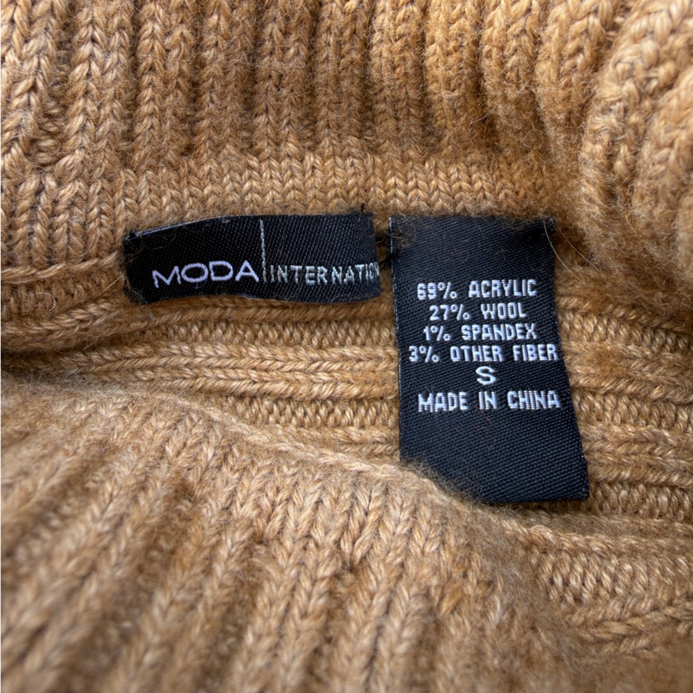 Vintage Moda International Chunky Camel Sleeveless Turtleneck 90s Classic - Picture 4 of 4